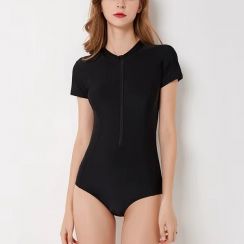 5Pcs Black Short Sleeve One Piece Swimsuit