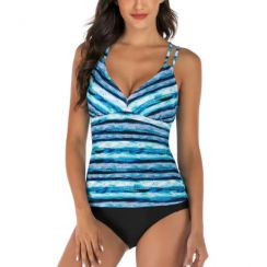 7 Sets Fashionable Womens Striped Tank Top Tow Piece Swimsuits