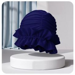 3 Pcs New Ruffled Design Women High Capacity Fabric Swimming Cap