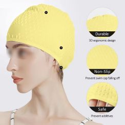 12 Pcs Comfortable Silicone Curly Short Medium Long Hair Swimming Cap